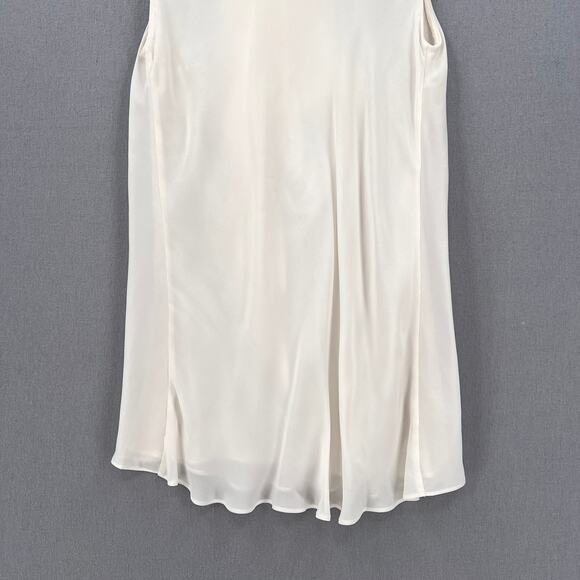 OSCAR DE LA RENTA Sleeveless Silk Top Womens 2 Cream Draped Ruffle Detail Blouse - Picture 6 of 16